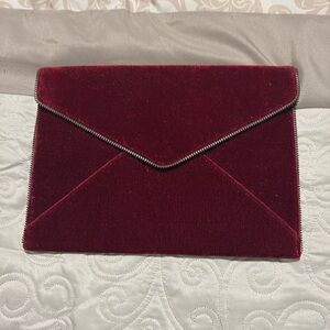 Rebecca Minkoff Velvet Envelope Clutch W/Zipper Trim